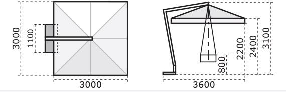 Зонт профессиональный 3х3 м Pompei Braccio белый, серо-коричневый 3000х3000 мм Зонт профессиональный 3х3 м Pompei Braccio белый, серо-коричневый 3000х3000 мм