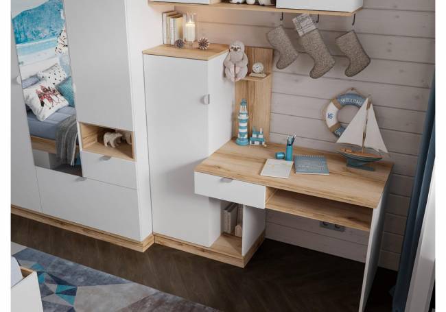 Компьютерный стол Джидда 1500 белый / дуб делано