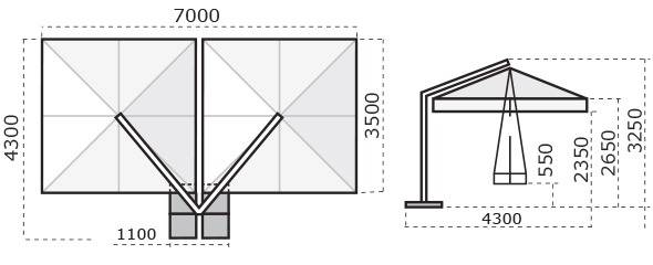 Зонт профессиональный двухкупольный 3.5х7 м Wood Double имитация ироко, слоновая кость 3500х7000 мм Зонт профессиональный двухкупольный 3.5х7 м Wood Double имитация ироко, слоновая кость 3500х7000 мм