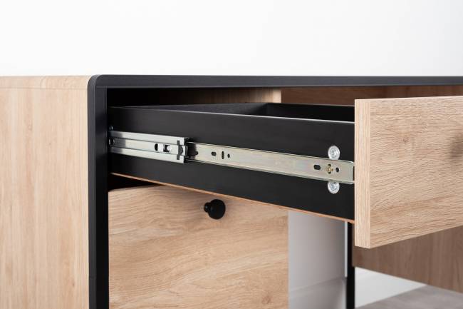 Стол письменный Брюс 12.157 цвет чёрный/Battle rock Santiago/столешница МДФ ель карпатская