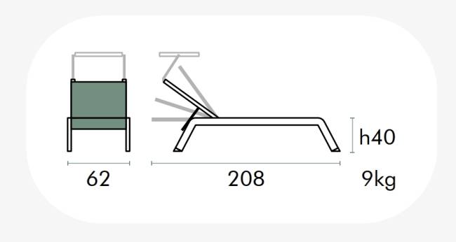 Шезлонг-лежак металлический Comfort 2080х620х400 мм Шезлонг-лежак металлический Comfort 2080х620х400 мм