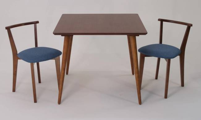 Стол Монте М 100 орех со стульями Франк орех рогожка синий