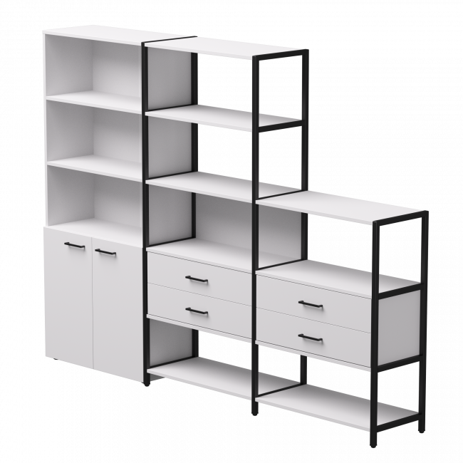 Набор стеллажных систем №12 Everprof EVO 2435x385x1840 Белый/Черный